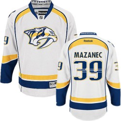 Marek Mazanec Nashville Predators Reebok Authentic White Away Jersey