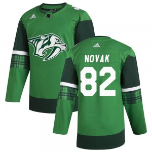 Youth Thomas Novak Nashville Predators Adidas Authentic Green 2020 St. Patrick's Day Jersey