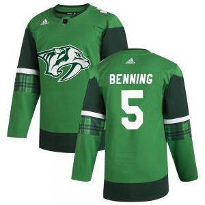 Matt Benning Nashville Predators Adidas Authentic Green 2020 St. Patrick's Day Jersey