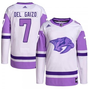 Marc Del Gaizo Nashville Predators Adidas Authentic White/Purple Hockey Fights Cancer Primegreen Jersey