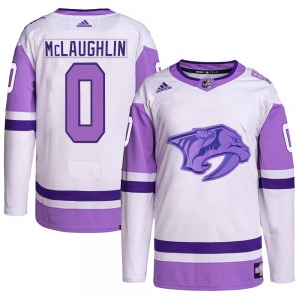 Jake McLaughlin Nashville Predators Adidas Authentic White/Purple Hockey Fights Cancer Primegreen Jersey