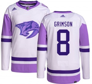 Stu Grimson Nashville Predators Adidas Authentic Hockey Fights Cancer Jersey