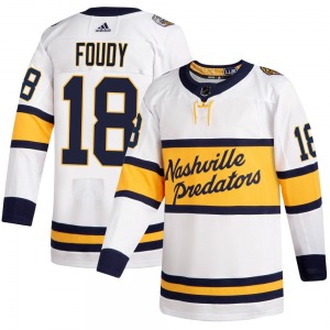 Youth Liam Foudy Nashville Predators Adidas Authentic White 2020 Winter Classic Player Jersey