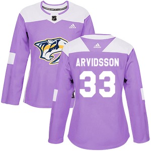 Women's Viktor Arvidsson Nashville Predators Adidas Authentic Purple Fights Cancer Practice Jersey