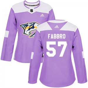 Women's Dante Fabbro Nashville Predators Adidas Authentic Purple Fights Cancer Practice Jersey