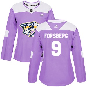 Women's Filip Forsberg Nashville Predators Adidas Authentic Purple Fights Cancer Practice Jersey