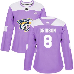 Women's Stu Grimson Nashville Predators Adidas Authentic Purple Fights Cancer Practice Jersey