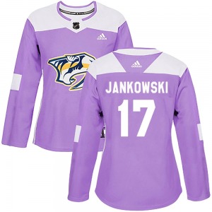 Women's Mark Jankowski Nashville Predators Adidas Authentic Purple Fights Cancer Practice Jersey