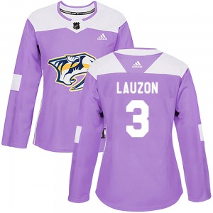 Women's Jeremy Lauzon Nashville Predators Adidas Authentic Purple Fights Cancer Practice Jersey