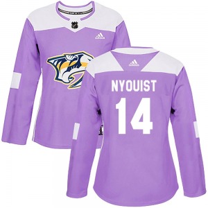 Women's Gustav Nyquist Nashville Predators Adidas Authentic Purple Fights Cancer Practice Jersey