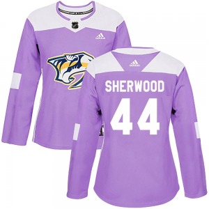 Women's Kiefer Sherwood Nashville Predators Adidas Authentic Purple Fights Cancer Practice Jersey