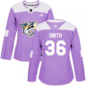 Women's Cole Smith Nashville Predators Adidas Authentic Purple Fights Cancer Practice Jersey