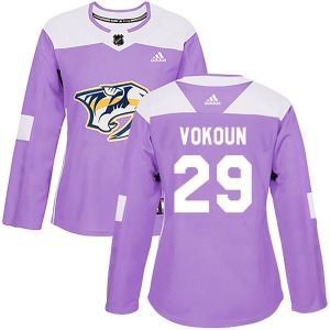 Women's Tomas Vokoun Nashville Predators Adidas Authentic Purple Fights Cancer Practice Jersey