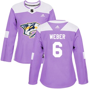 Women's Shea Weber Nashville Predators Adidas Authentic Purple Fights Cancer Practice Jersey