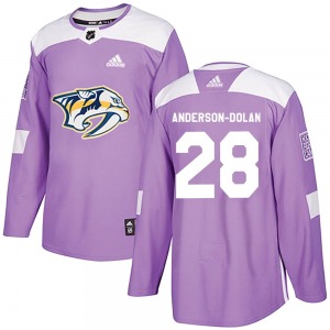 Jaret Anderson-Dolan Nashville Predators Adidas Authentic Purple Fights Cancer Practice Jersey