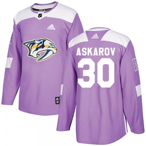 Yaroslav Askarov Nashville Predators Adidas Authentic Purple Fights Cancer Practice Jersey