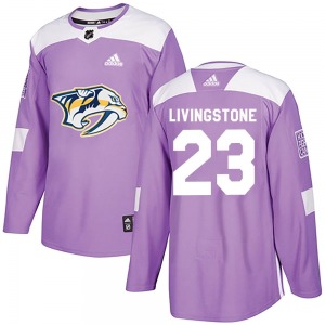 Jake Livingstone Nashville Predators Adidas Authentic Purple Fights Cancer Practice Jersey