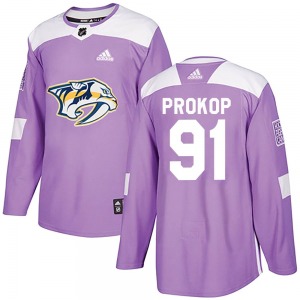 Luke Prokop Nashville Predators Adidas Authentic Purple Fights Cancer Practice Jersey