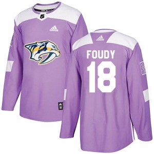 Youth Liam Foudy Nashville Predators Adidas Authentic Purple Fights Cancer Practice Jersey