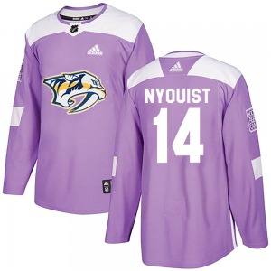 Youth Gustav Nyquist Nashville Predators Adidas Authentic Purple Fights Cancer Practice Jersey
