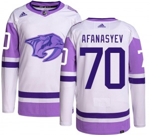 Youth Egor Afanasyev Nashville Predators Adidas Authentic Hockey Fights Cancer Jersey