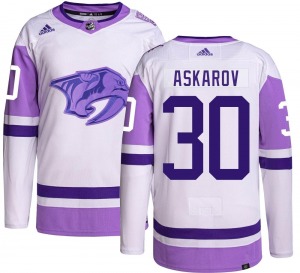 Youth Yaroslav Askarov Nashville Predators Adidas Authentic Hockey Fights Cancer Jersey