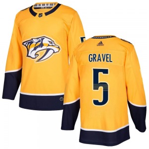 Kevin Gravel Nashville Predators Adidas Authentic Gold Home Jersey