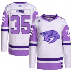 Youth Pekka Rinne Nashville Predators Adidas Authentic White/Purple Hockey Fights Cancer Primegreen Jersey