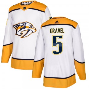 Youth Kevin Gravel Nashville Predators Adidas Authentic White Away Jersey