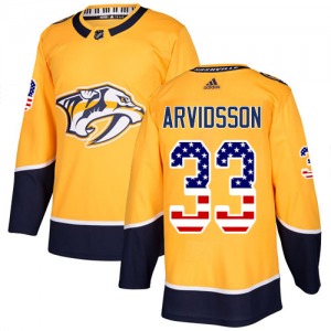 Viktor Arvidsson Nashville Predators Adidas Authentic Gold USA Flag Fashion Jersey
