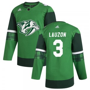 Jeremy Lauzon Nashville Predators Adidas Authentic Green 2020 St. Patrick's Day Jersey